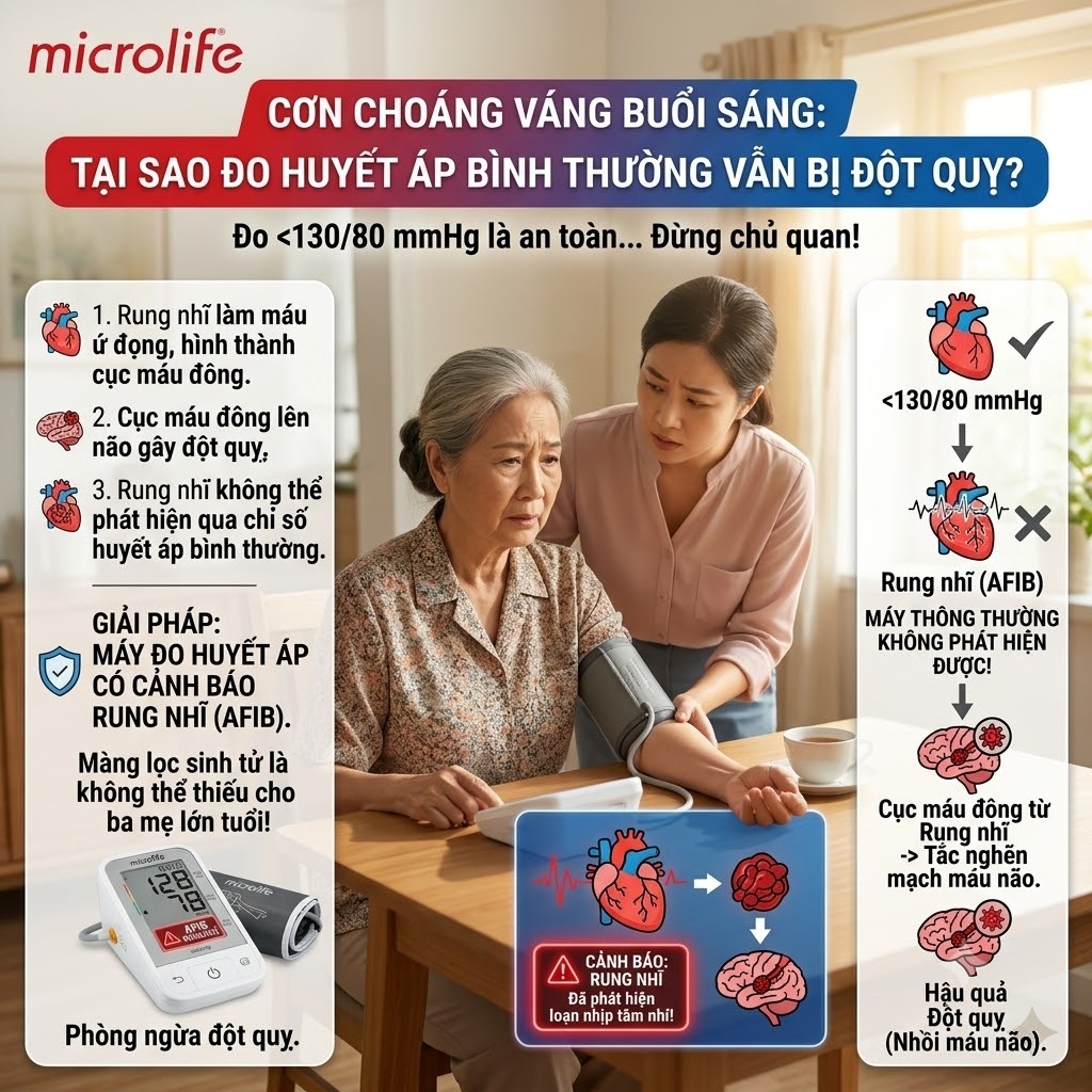 Cơn choáng váng buổi sáng: Tại sao đo huyết áp bình thường vẫn bị đột quỵ?